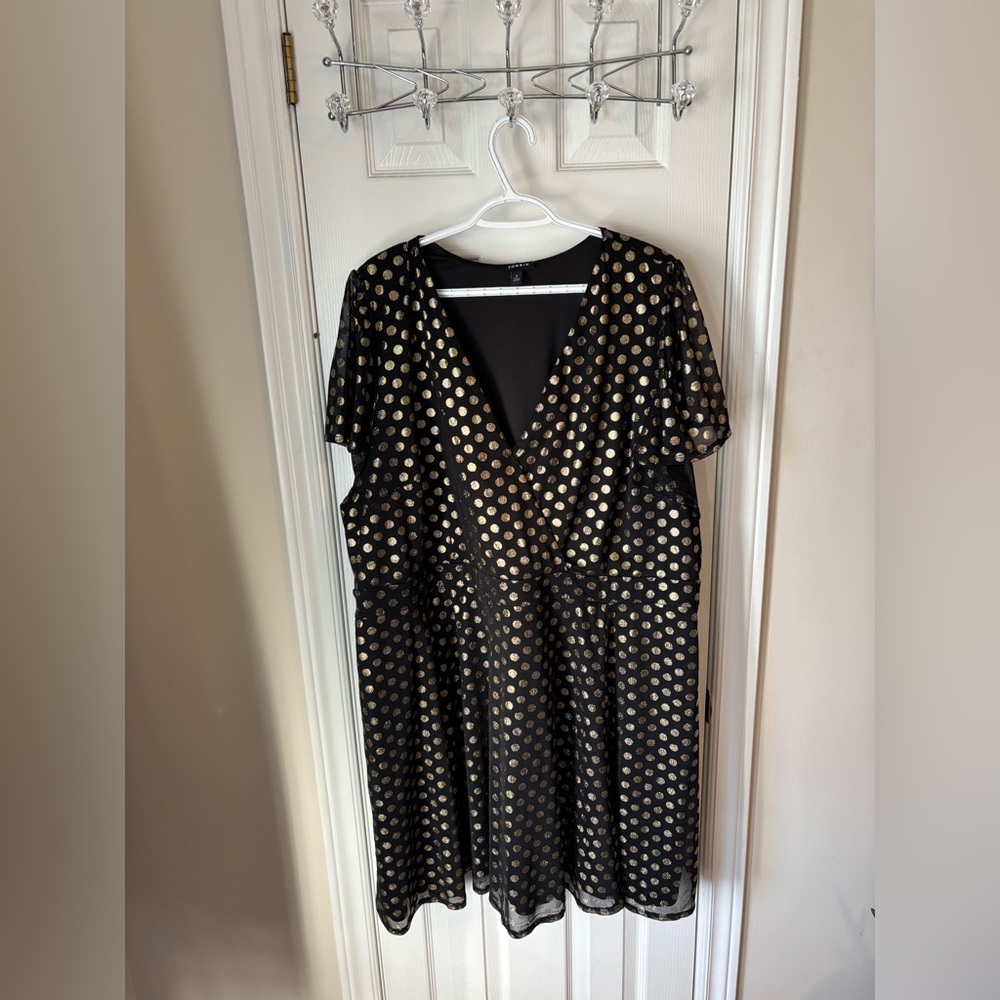 TORRID - Black and Gold Polka Dot Dress